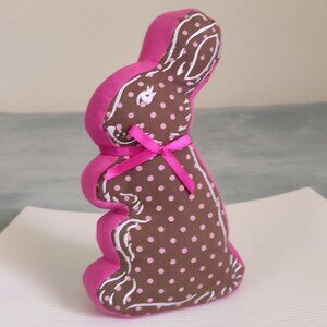 Squishy Chocolate Rabbit Decor Bunny Pink Ribbon Vintage Cottagecore Farmhouse